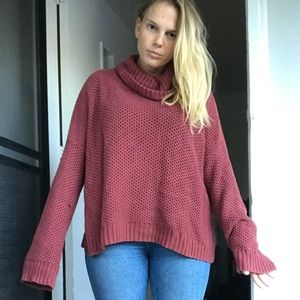 Cowl/turtle neck wool sweater - baggy